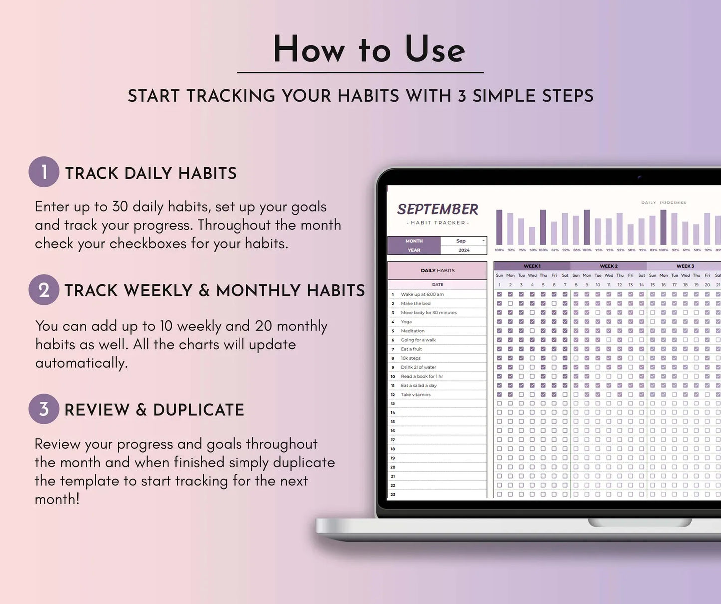 Premium Habit Tracker (Google Sheets & Excel)